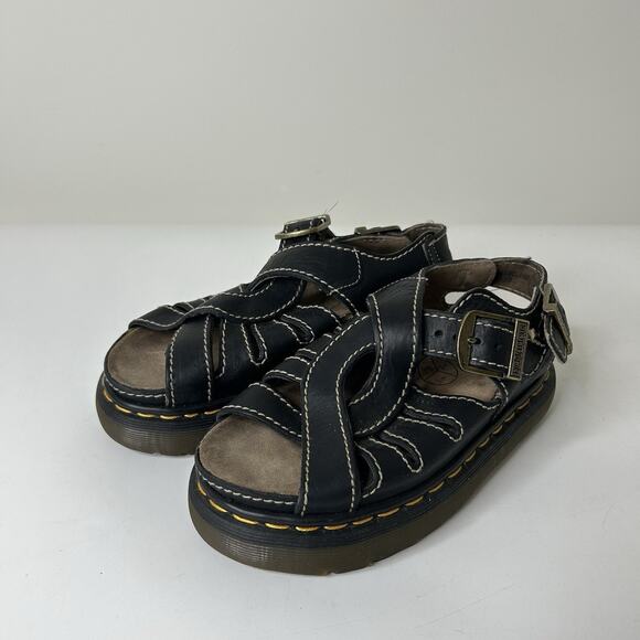 Vintage Dr Marten Sandals Womens 7 Y2K Chunky Twist Straps Leather Fisherman - Picture 1 of 10